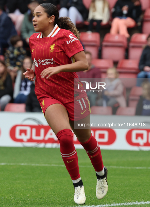 Olivia Smith of Liverpool Women participates in the Barclays FA Women's Super League soccer match between Tottenham Hotspur Women and Liverp...