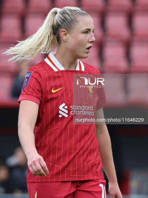 Sophie Roman Haug of Liverpool Women plays during the Barclays FA Women's Super League soccer match between Tottenham Hotspur Women and Live...