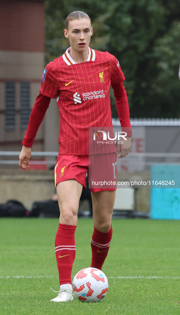 Jenna Clark of Liverpool Women plays during the Barclays FA Women's Super League soccer match between Tottenham Hotspur Women and Liverpool...