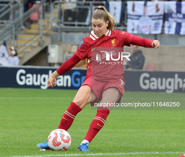 Marie Hobinger of Liverpool Women scores during the Barclays FA Women's Super League soccer match between Tottenham Hotspur Women and Liverp...