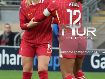 Marie Hobinger of Liverpool Women celebrates her goal during the Barclays FA Women's Super League soccer match between Tottenham Hotspur Wom...