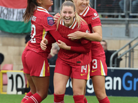 Marie Hobinger of Liverpool Women celebrates her goal during the Barclays FA Women's Super League soccer match between Tottenham Hotspur Wom...