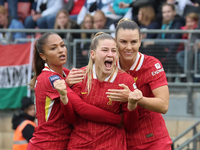 Marie Hobinger of Liverpool Women celebrates her goal during the Barclays FA Women's Super League soccer match between Tottenham Hotspur Wom...