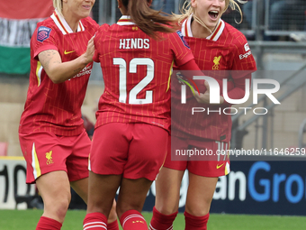 Marie Hobinger of Liverpool Women celebrates her goal during the Barclays FA Women's Super League soccer match between Tottenham Hotspur Wom...