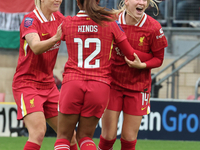 Marie Hobinger of Liverpool Women celebrates her goal during the Barclays FA Women's Super League soccer match between Tottenham Hotspur Wom...