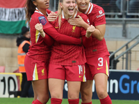 Marie Hobinger of Liverpool Women celebrates her goal during the Barclays FA Women's Super League soccer match between Tottenham Hotspur Wom...