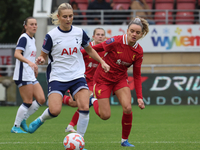 Amanda Nilden, on loan from Juventus, of Tottenham Hotspur Women and Leanne Kiernan of Liverpool Women are in action during the Barclays FA...