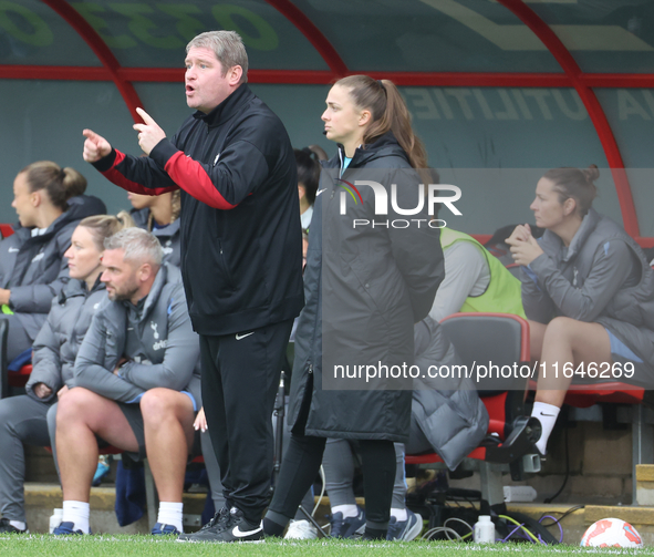 Matt Beard, Manager of Liverpool Women, is present during the Barclays FA Women's Super League soccer match between Tottenham Hotspur Women...