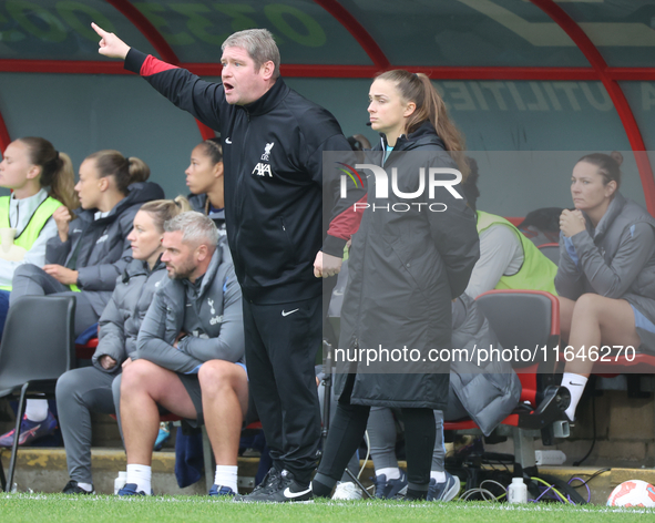 Matt Beard, Manager of Liverpool Women, is present during the Barclays FA Women's Super League soccer match between Tottenham Hotspur Women...