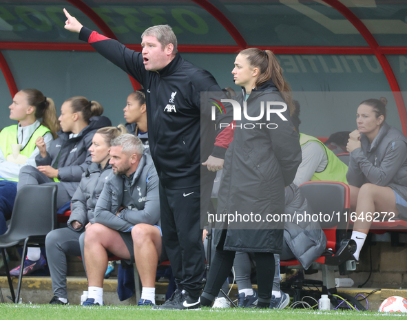 Matt Beard, Manager of Liverpool Women, is present during the Barclays FA Women's Super League soccer match between Tottenham Hotspur Women...