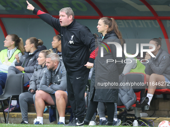 Matt Beard, Manager of Liverpool Women, is present during the Barclays FA Women's Super League soccer match between Tottenham Hotspur Women...