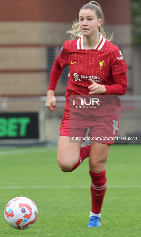 Marie Hobinger of Liverpool Women plays during the Barclays FA Women's Super League soccer match between Tottenham Hotspur Women and Liverpo...