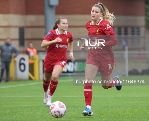 Marie Hobinger of Liverpool Women plays during the Barclays FA Women's Super League soccer match between Tottenham Hotspur Women and Liverpo...