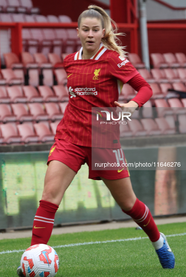 Marie Hobinger of Liverpool Women plays during the Barclays FA Women's Super League soccer match between Tottenham Hotspur Women and Liverpo...