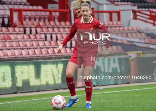 Marie Hobinger of Liverpool Women plays during the Barclays FA Women's Super League soccer match between Tottenham Hotspur Women and Liverpo...