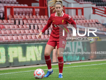 Marie Hobinger of Liverpool Women plays during the Barclays FA Women's Super League soccer match between Tottenham Hotspur Women and Liverpo...