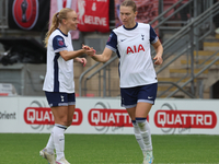 Clare Hunt of Tottenham Hotspur Women celebrates her goal with Amanda Nilden, who is on loan from Juventus, of Tottenham Hotspur Women durin...