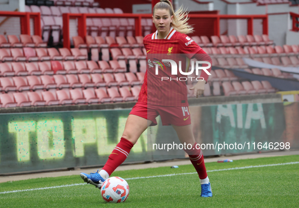 Marie Hobinger of Liverpool Women plays during the Barclays FA Women's Super League soccer match between Tottenham Hotspur Women and Liverpo...