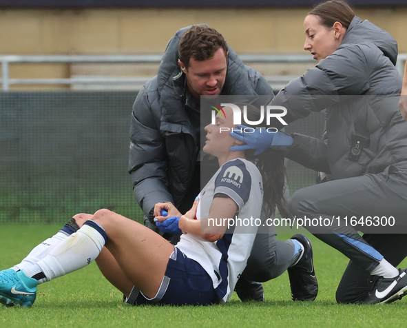 Hayley Raso of Tottenham Hotspur Women picks up a knock during the Barclays FA Women's Super League soccer match between Tottenham Hotspur W...