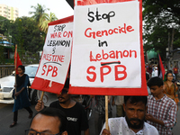 Activists Of Left Democratic Alliance Bangladesh Stage A Protest Rally Demanding Stop War In Lebanon And Palestine, In Dhaka, Bangladesh, On...