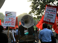 Activists Of Left Democratic Alliance Bangladesh Stage A Protest Rally Demanding Stop War In Lebanon And Palestine, In Dhaka, Bangladesh, On...