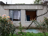 Broken windows of the building are seen as a result of a Russian drone attack in Odesa, Ukraine, on October 6, 2024. (