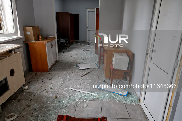 A room is damaged by a Russian drone attack in Odesa, Ukraine, on October 6, 2024. 