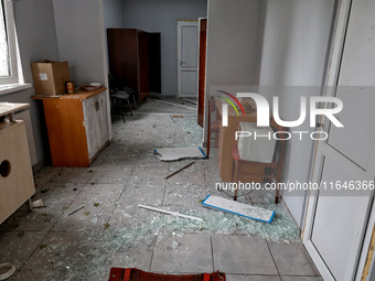 A room is damaged by a Russian drone attack in Odesa, Ukraine, on October 6, 2024. (