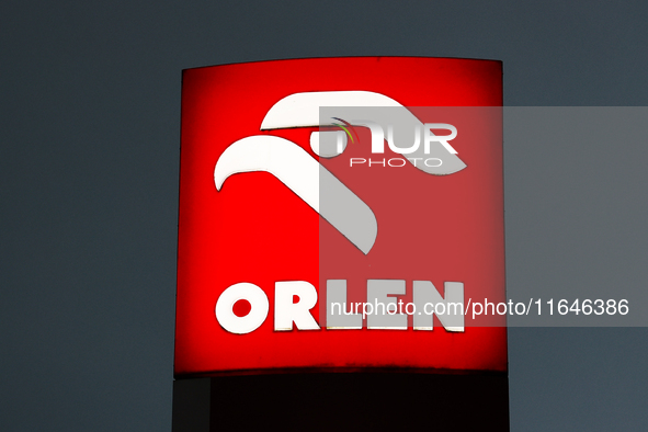 Orlen logo is seen at a gas station Poland on October 6, 2024. 