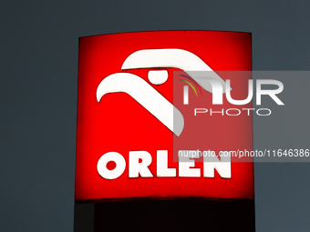 Orlen logo is seen at a gas station Poland on October 6, 2024. (