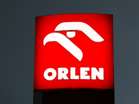 Orlen logo is seen at a gas station Poland on October 6, 2024. (