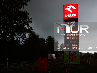 Orlen logo is seen at a gas station Poland on October 6, 2024. (