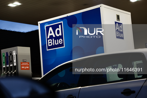 AdBlue logo is seen at Orlen gas station Poland on October 6, 2024. 