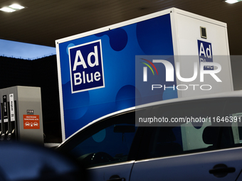 AdBlue logo is seen at Orlen gas station Poland on October 6, 2024. (