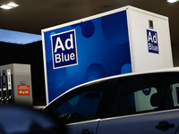 AdBlue logo is seen at Orlen gas station Poland on October 6, 2024. (