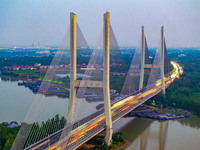 A large number of vehicles return on a highway in Huai'an, China, on October 7, 2024. (