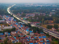 A large number of vehicles return on a highway in Huai'an, China, on October 7, 2024. (