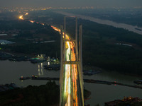 A large number of vehicles return on a highway in Huai'an, China, on October 7, 2024. (