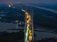 A large number of vehicles return on a highway in Huai'an, China, on October 7, 2024. (