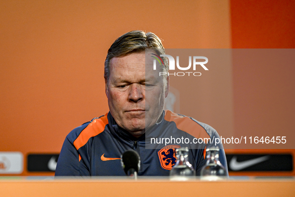 Netherlands trainer coach Ronald Koeman participates in the match training and press conference for the Netherlands on October 7, 2024, at t...