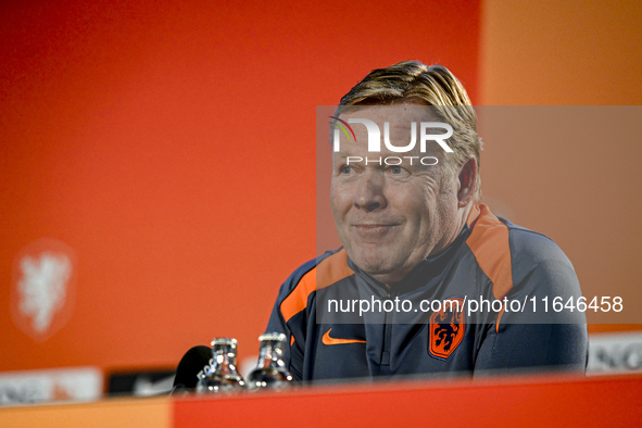 Netherlands trainer coach Ronald Koeman participates in the match training and press conference for the Netherlands on October 7, 2024, at t...