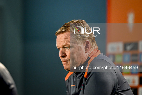 Netherlands trainer coach Ronald Koeman participates in the match training and press conference for the Netherlands on October 7, 2024, at t...