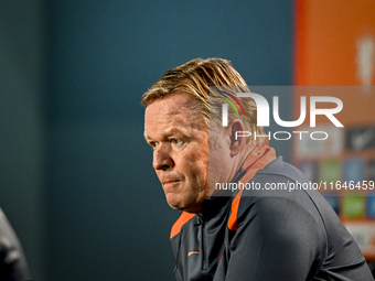 Netherlands trainer coach Ronald Koeman participates in the match training and press conference for the Netherlands on October 7, 2024, at t...