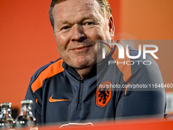 Netherlands trainer coach Ronald Koeman participates in the match training and press conference for the Netherlands on October 7, 2024, at t...