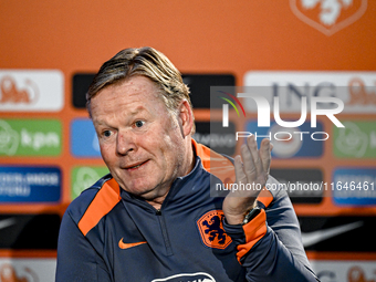 Netherlands trainer coach Ronald Koeman participates in the match training and press conference for the Netherlands on October 7, 2024, at t...