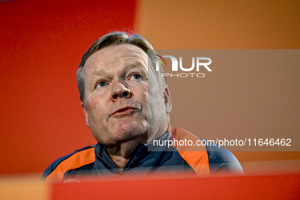 Netherlands trainer coach Ronald Koeman participates in the match training and press conference for the Netherlands on October 7, 2024, at t...