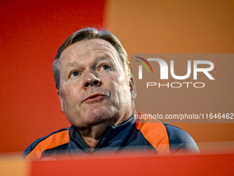 Netherlands trainer coach Ronald Koeman participates in the match training and press conference for the Netherlands on October 7, 2024, at t...