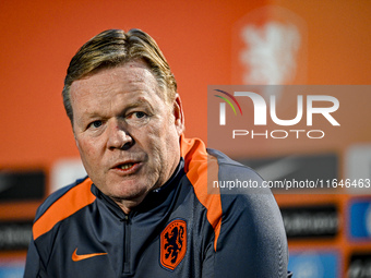 Netherlands trainer coach Ronald Koeman participates in the match training and press conference for the Netherlands on October 7, 2024, at t...