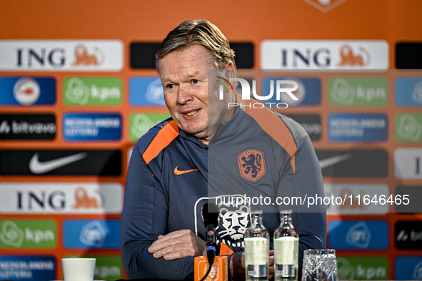 Netherlands trainer coach Ronald Koeman participates in the match training and press conference for the Netherlands on October 7, 2024, at t...