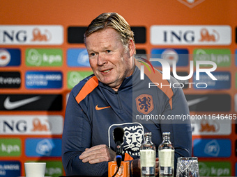 Netherlands trainer coach Ronald Koeman participates in the match training and press conference for the Netherlands on October 7, 2024, at t...